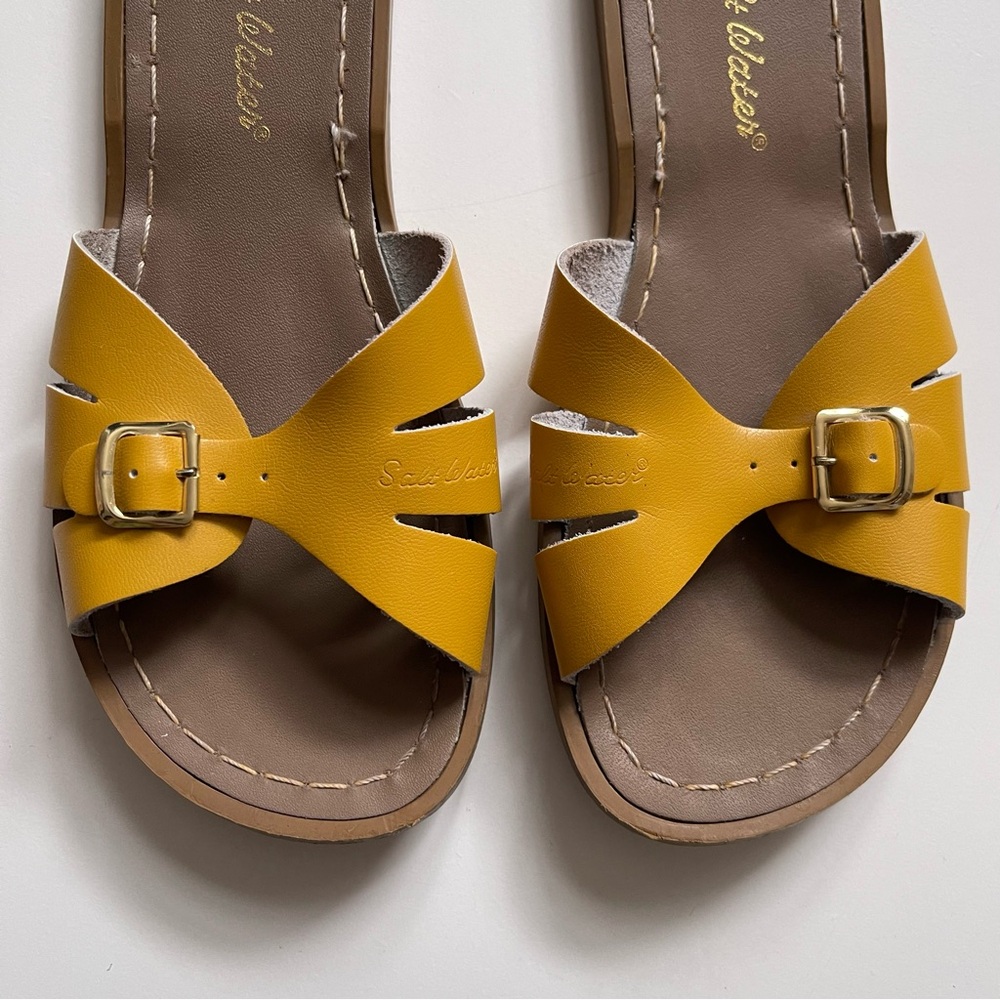Salt Water Womens Mustard Classic Slides - Size US 8 / Hoy Size 6 - Picture 6 of 15